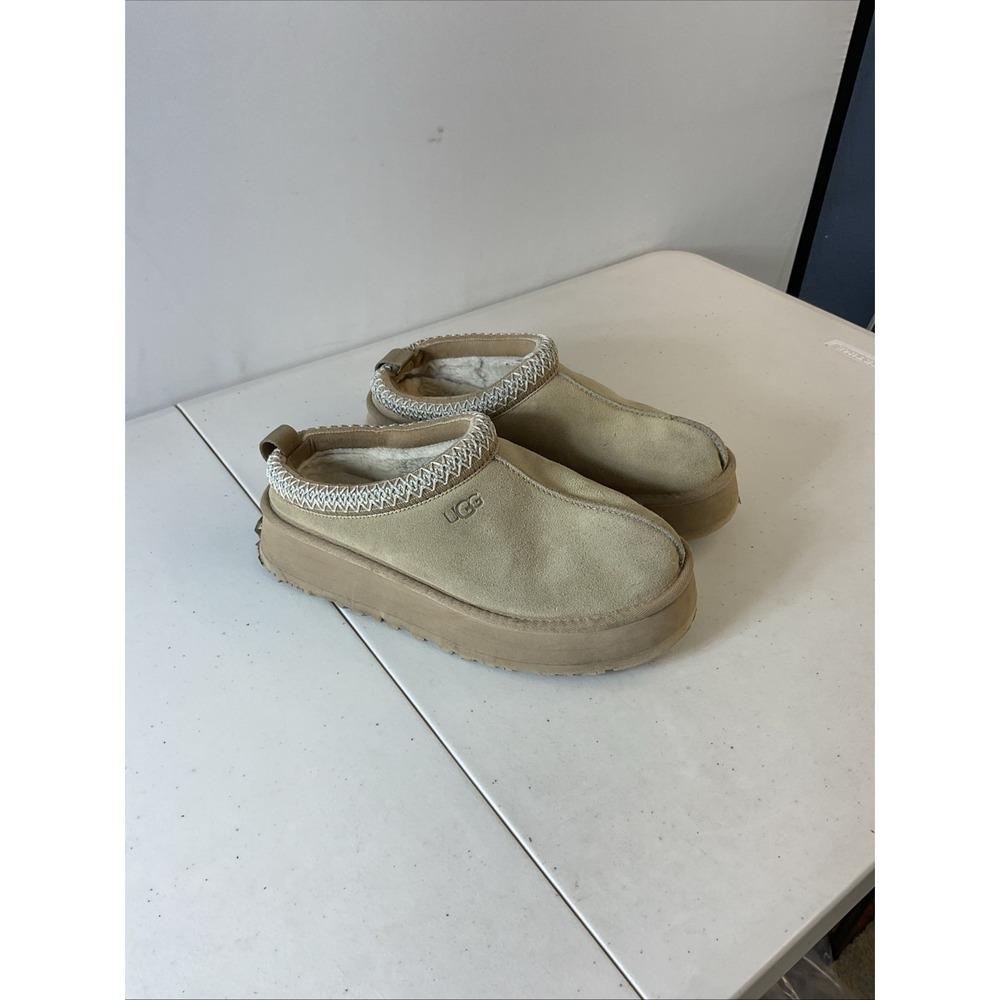 UGG Tasman Women's Slip-On Shearling Suede Slippers Tan Size 9 cabin High Heel